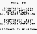 Shaq Fu title screen for GameBoy